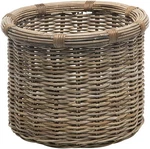 Round Rattan Log & Storage Basket Stylish Gray-brown Design. Fixed Price $149.99.