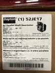 Dayton 52JE17 Ac Parallel Shaft Gearmotor. Fixed Price $169.50.