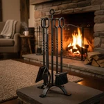 Amagabeli 5-PIECE Indoor/outdoor Fireplace Tool Set Heavy Duty & Easy Assembly. Fixed Price $127.89.