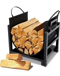 Firewood Rack Log Holder Indoor With Carrier, Powder-coated Steel Modern. Fixed Price $60.00.