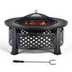 Costway 32 Round Fire Pit Set W/ Rain Cover Bbq Grill Log Grate Poker. Fixed Price $129.99.