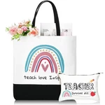Buryeah 2 Pcs Teacher Appreciation Gift For Women Canvas Tote Bag With Makeup.... Fixed Price $25.16.