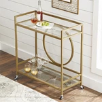 Nola Mid-century Metal & Glass Bar Cart, Gold Finish. Fixed Price $246.90.