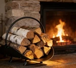 Black Log Holder Indoor And Outdoor Firewood Rack Hearth Basket. Fixed Price $56.41.