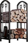 Fireplace Firewood Rack Storage Logs Holder With Tools Set 4. Fixed Price $102.65.