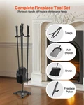 Fireplace Tool Set, 4 Pcs Holder With Three-prong Stand, Ash. Fixed Price $59.70.