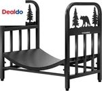 16.5 In Decorative Firewood Storage Log Rack With Bear Pattern, Solid Wrought. Fixed Price $89.86.