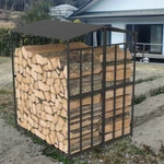 Heavy Duty Outdoor Firewood Storage Log Rack Metal Stand With Top Cover. Fixed Price $109.90.