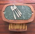 Hampton Home Wood & Green Removable Marble Cheese Board Four Serving Utensils. Fixed Price $27.95.