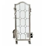 5 Piece Leaded Glass Pewter Fireplace Tool Set F-1679. Fixed Price $50.00.