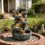 Outdoor 5-TIER Fountain Cascading Rock Waterfall With Led Lights. Fixed Price $105.99.