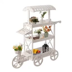 White Wood Decor Rack Mobile Food Cart With Wheels 3-TIER For Display,. Fixed Price $480.51.