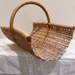Vtg Willow Firewood Basket Chimney Log Carry W/ Handle Natural Wicke. Fixed Price $66.49.