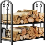 Beauty Fireplace Firewood Rack 5-PIECE Storage Logs Holder With Tools. Fixed Price $141.97.