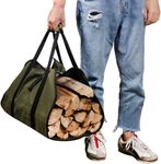 Waxed Canvas Firewood Bag Carrier Water Resistant Log Tote With Handles Camping. Fixed Price $25.89.