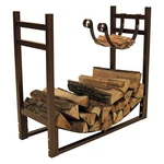 Bronze Metal Indoor/outdoor Firewood Log Rack With Removeable Kindle Holder. Fixed Price $201.99.