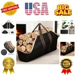 Large Canvas Log Tote Bag Firewood Carrier Heavy Duty Fireplace Holder Fi.... Fixed Price $29.59.