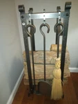 Enclume Firewood Rack 34"HX14"WX16"D Fireplace Log Storage+tool Hammered Steel. Fixed Price $200.00.