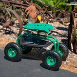 Steel Rolling Garden Cart With Swivel Steering/tray - Green By Sunnydaze. Fixed Price $79.47.