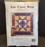 Log Cabin Star Wall Quilt Kit K1002 Pattern Batting & Fabrics 22" Sq Unused Blue. Fixed Price $20.00.