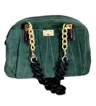 Maxx New York Forest Green Suede Leather Double Handle Zip Top Bowler Bag Nwt. Fixed Price $85.95.