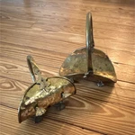 Hammered Brass Tone Metal Mini Firewood Log Carrier Holders W/ Handles, Set Of 2. Fixed Price $26.00.