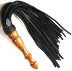 Real Genuine Bull Hide Thick Leather Flogger 25 Falls Black Heavy Wood Handle. Fixed Price $23.75.