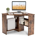 Costway Corner Computer Desk Triangle Writing Workstation W/storage Shelf Rustic. Fixed Price $89.99.