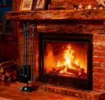 Fireplace Tools Set 4 Pieces Black Wrought Iron For Outdoor/ind.... Fixed Price $55.68.