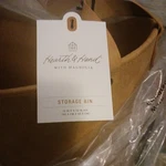 16" Large Faux Leather Storage Bin Camel Brown - Hearth & Hand With Magnolia. Fixed Price $40.00.