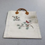 Vintage Ll Bean Canvas Firewood Log Carrier Large White Cardinal Bird Usa Cabin. Fixed Price $249.99.