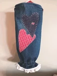 Handmade Denim Plastic Grocery Bag Holder Dispenser Hang On Door Nob Hook. Fixed Price $19.00.