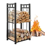 Greener 31.6" Tall Firewood Rack 2 Tiers Fireplace Log Holder - Black. Fixed Price $57.29.