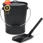 Inno Stage Ash Bucket With Lid Wood Handle Coal Shovel, 2.3 Gallon, Black. Fixed Price $61.98.